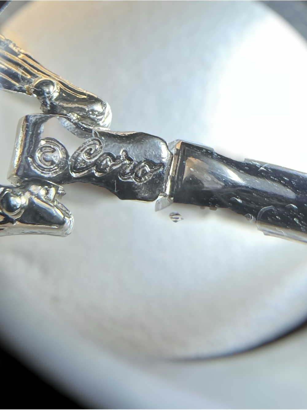 Beaded Silver-Tone Screwback Earrings - 'Bero' Marking - Picture 5 of 5